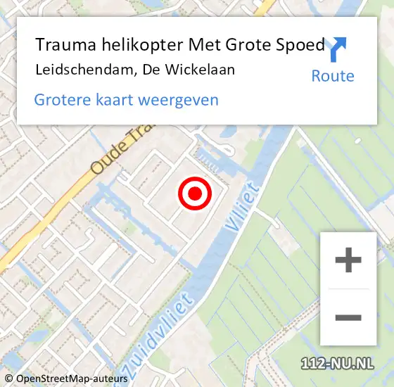 Locatie op kaart van de 112 melding: Trauma helikopter Met Grote Spoed Naar Leidschendam, De Wickelaan op 9 december 2022 16:11