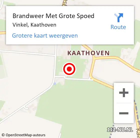 Locatie op kaart van de 112 melding: Brandweer Met Grote Spoed Naar Vinkel, Kaathoven op 9 december 2022 16:14