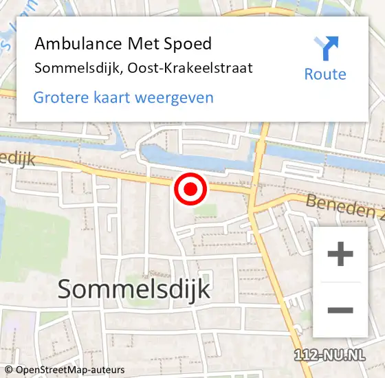 Locatie op kaart van de 112 melding: Ambulance Met Spoed Naar Sommelsdijk, Oost-Krakeelstraat op 9 december 2022 16:36