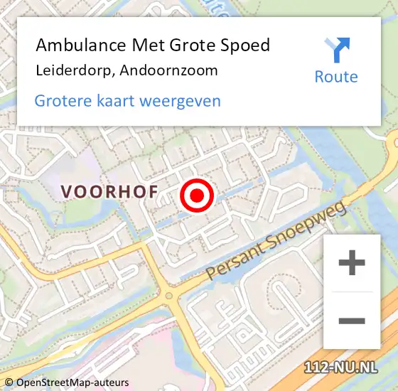 Locatie op kaart van de 112 melding: Ambulance Met Grote Spoed Naar Leiderdorp, Andoornzoom op 9 december 2022 16:50