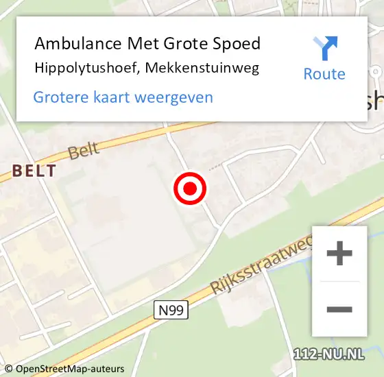 Locatie op kaart van de 112 melding: Ambulance Met Grote Spoed Naar Hippolytushoef, Mekkenstuinweg op 9 december 2022 16:52