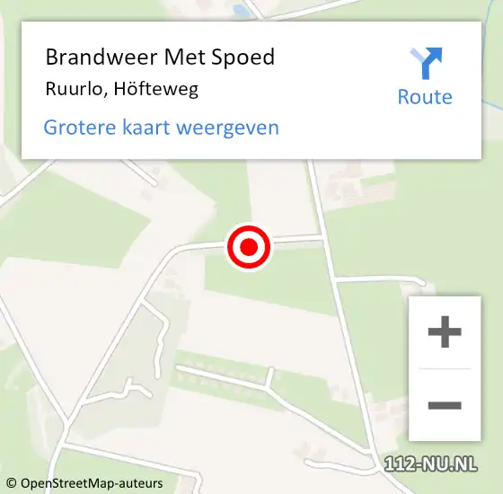 Locatie op kaart van de 112 melding: Brandweer Met Spoed Naar Ruurlo, Höfteweg op 9 december 2022 16:58