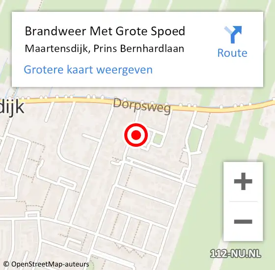 Locatie op kaart van de 112 melding: Brandweer Met Grote Spoed Naar Maartensdijk, Prins Bernhardlaan op 9 december 2022 17:09