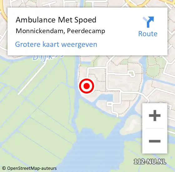 Locatie op kaart van de 112 melding: Ambulance Met Spoed Naar Monnickendam, Peerdecamp op 9 december 2022 17:11