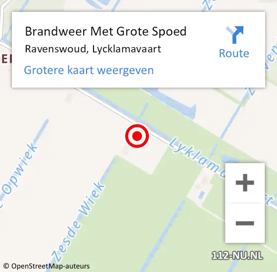 Locatie op kaart van de 112 melding: Brandweer Met Grote Spoed Naar Ravenswoud, Lycklamavaart op 9 december 2022 17:23