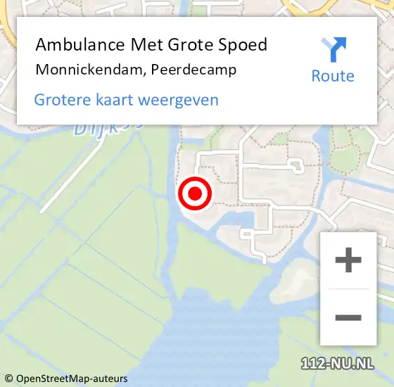 Locatie op kaart van de 112 melding: Ambulance Met Grote Spoed Naar Monnickendam, Peerdecamp op 9 december 2022 17:28