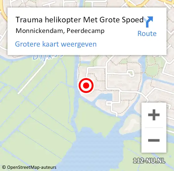 Locatie op kaart van de 112 melding: Trauma helikopter Met Grote Spoed Naar Monnickendam, Peerdecamp op 9 december 2022 17:32