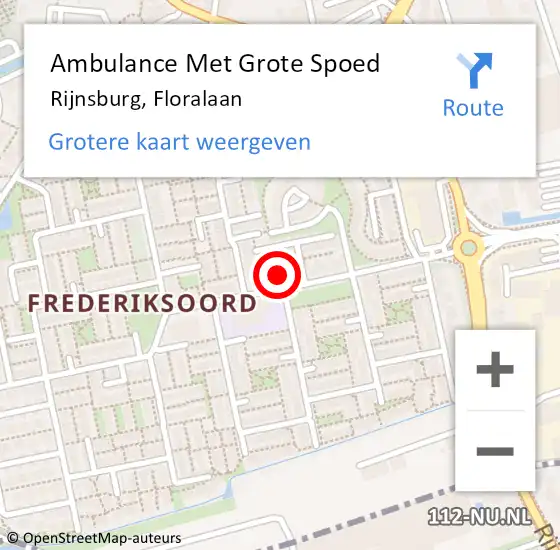 Locatie op kaart van de 112 melding: Ambulance Met Grote Spoed Naar Rijnsburg, Floralaan op 9 december 2022 17:36