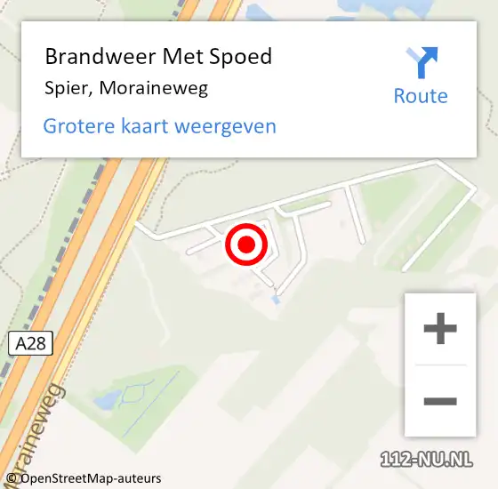 Locatie op kaart van de 112 melding: Brandweer Met Spoed Naar Spier, Moraineweg op 9 december 2022 17:37