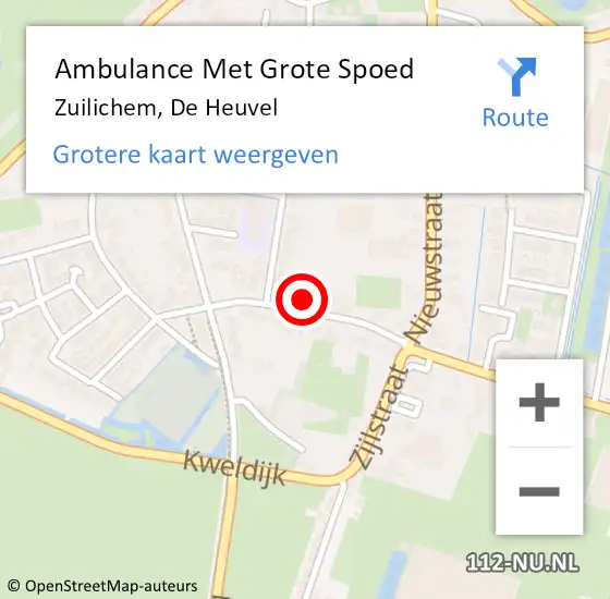 Locatie op kaart van de 112 melding: Ambulance Met Grote Spoed Naar Zuilichem, De Heuvel op 9 december 2022 17:47