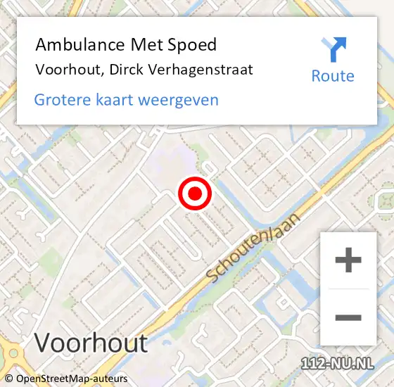 Locatie op kaart van de 112 melding: Ambulance Met Spoed Naar Voorhout, Dirck Verhagenstraat op 9 december 2022 18:00
