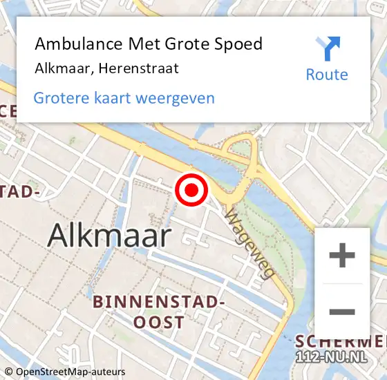 Locatie op kaart van de 112 melding: Ambulance Met Grote Spoed Naar Alkmaar, Herenstraat op 9 december 2022 18:13