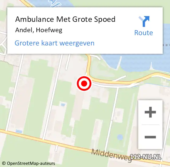 Locatie op kaart van de 112 melding: Ambulance Met Grote Spoed Naar Andel, Hoefweg op 10 oktober 2013 20:34