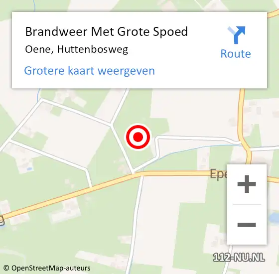 Locatie op kaart van de 112 melding: Brandweer Met Grote Spoed Naar Oene, Huttenbosweg op 9 december 2022 18:19