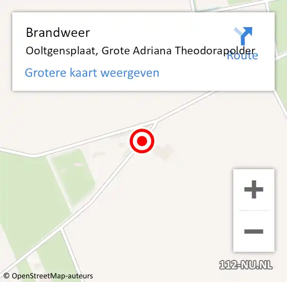 Locatie op kaart van de 112 melding: Brandweer Ooltgensplaat, Grote Adriana Theodorapolder op 9 december 2022 19:00