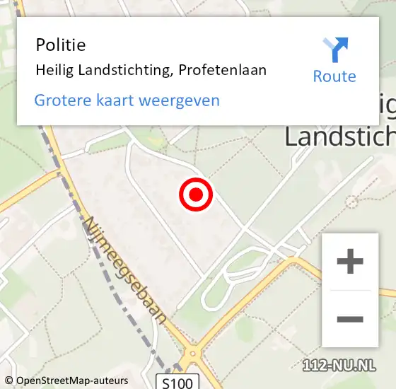 Locatie op kaart van de 112 melding: Politie Heilig Landstichting, Profetenlaan op 9 december 2022 19:09