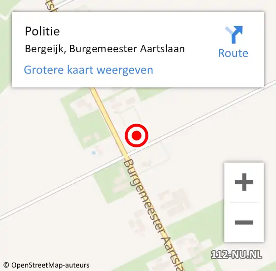 Locatie op kaart van de 112 melding: Politie Bergeijk, Burgemeester Aartslaan op 9 december 2022 19:15