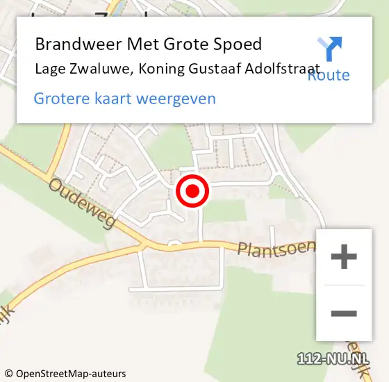 Locatie op kaart van de 112 melding: Brandweer Met Grote Spoed Naar Lage Zwaluwe, Koning Gustaaf Adolfstraat op 9 december 2022 19:18