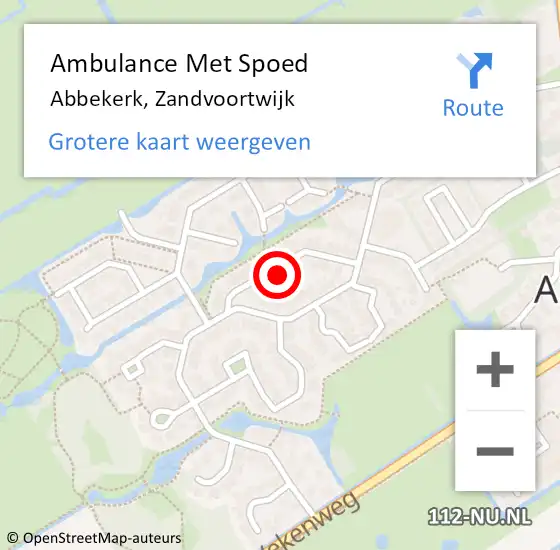 Locatie op kaart van de 112 melding: Ambulance Met Spoed Naar Abbekerk, Zandvoortwijk op 9 december 2022 19:25