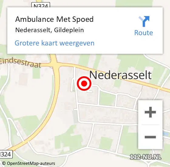 Locatie op kaart van de 112 melding: Ambulance Met Spoed Naar Nederasselt, Gildeplein op 9 december 2022 19:32