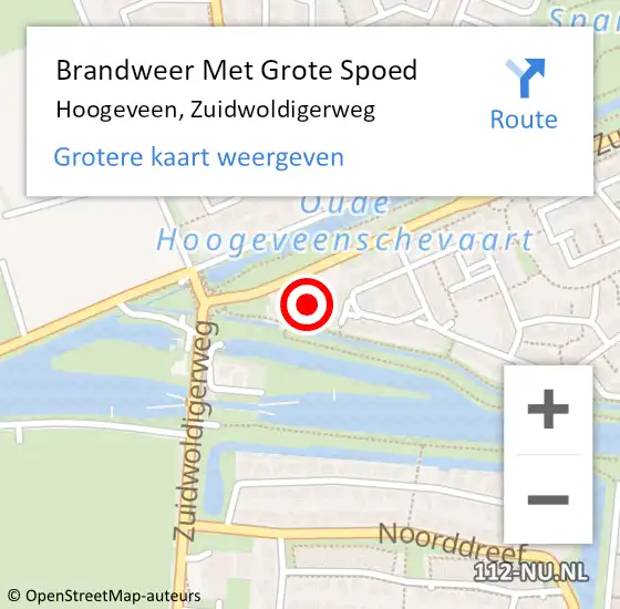 Locatie op kaart van de 112 melding: Brandweer Met Grote Spoed Naar Hoogeveen, Zuidwoldigerweg op 9 december 2022 19:34