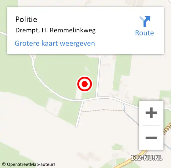 Locatie op kaart van de 112 melding: Politie Drempt, H. Remmelinkweg op 9 december 2022 19:50