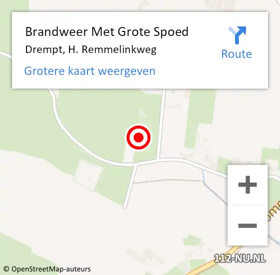 Locatie op kaart van de 112 melding: Brandweer Met Grote Spoed Naar Drempt, H. Remmelinkweg op 9 december 2022 19:51