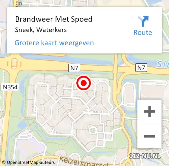 Locatie op kaart van de 112 melding: Brandweer Met Spoed Naar Sneek, Waterkers op 9 december 2022 19:59