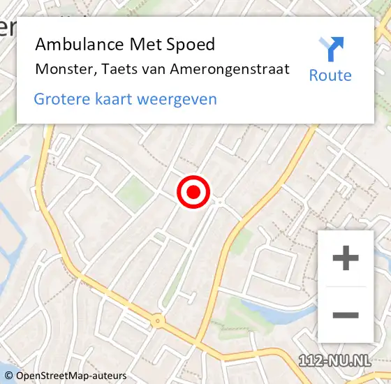 Locatie op kaart van de 112 melding: Ambulance Met Spoed Naar Monster, Taets van Amerongenstraat op 9 december 2022 20:13