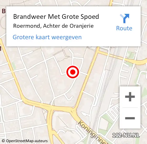 Locatie op kaart van de 112 melding: Brandweer Met Grote Spoed Naar Roermond, Achter de Oranjerie op 9 december 2022 20:14