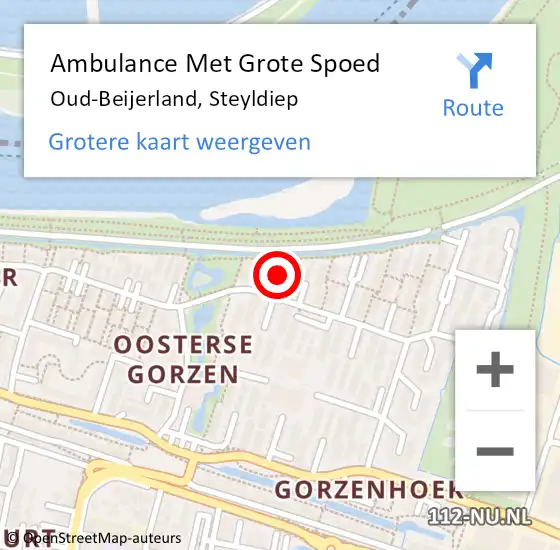 Locatie op kaart van de 112 melding: Ambulance Met Grote Spoed Naar Oud-Beijerland, Steyldiep op 9 december 2022 20:20