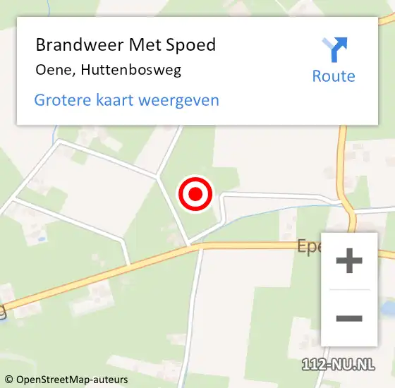 Locatie op kaart van de 112 melding: Brandweer Met Spoed Naar Oene, Huttenbosweg op 9 december 2022 20:21