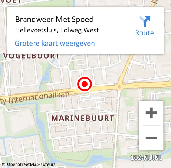 Locatie op kaart van de 112 melding: Brandweer Met Spoed Naar Hellevoetsluis, Tolweg West op 9 december 2022 21:31