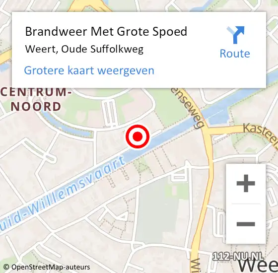 Locatie op kaart van de 112 melding: Brandweer Met Grote Spoed Naar Weert, Oude Suffolkweg op 9 december 2022 21:37