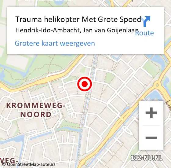 Locatie op kaart van de 112 melding: Trauma helikopter Met Grote Spoed Naar Hendrik-Ido-Ambacht, Jan van Goijenlaan op 9 december 2022 21:51