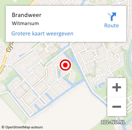 Locatie op kaart van de 112 melding: Brandweer Witmarsum op 9 december 2022 21:57