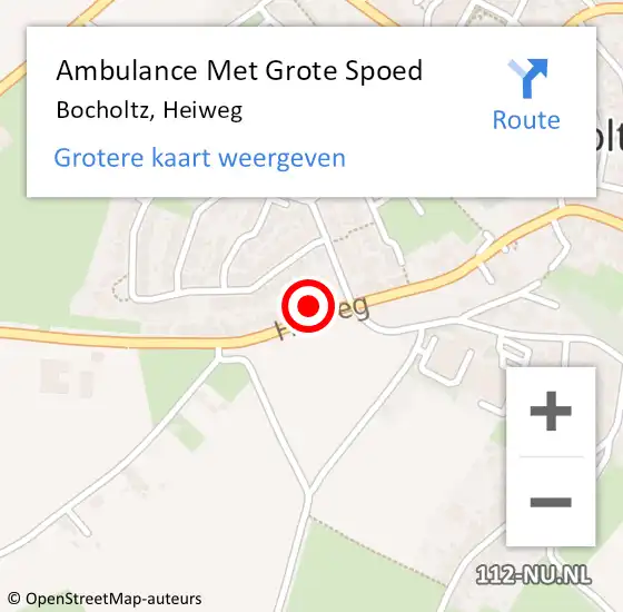 Locatie op kaart van de 112 melding: Ambulance Met Grote Spoed Naar Bocholtz, Heiweg op 7 augustus 2014 19:04