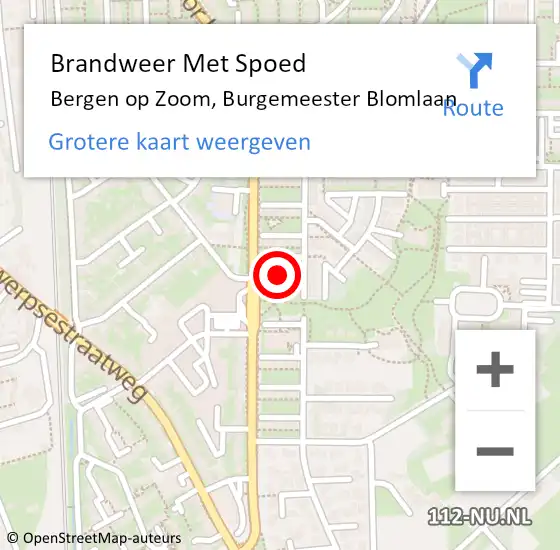 Locatie op kaart van de 112 melding: Brandweer Met Spoed Naar Bergen op Zoom, Burgemeester Blomlaan op 9 december 2022 22:40