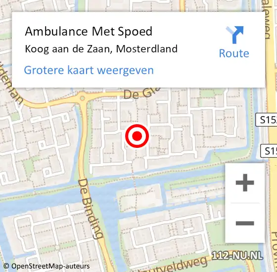 Locatie op kaart van de 112 melding: Ambulance Met Spoed Naar Koog aan de Zaan, Mosterdland op 9 december 2022 22:41