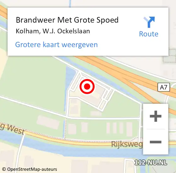 Locatie op kaart van de 112 melding: Brandweer Met Grote Spoed Naar Kolham, W.J. Ockelslaan op 9 december 2022 22:57