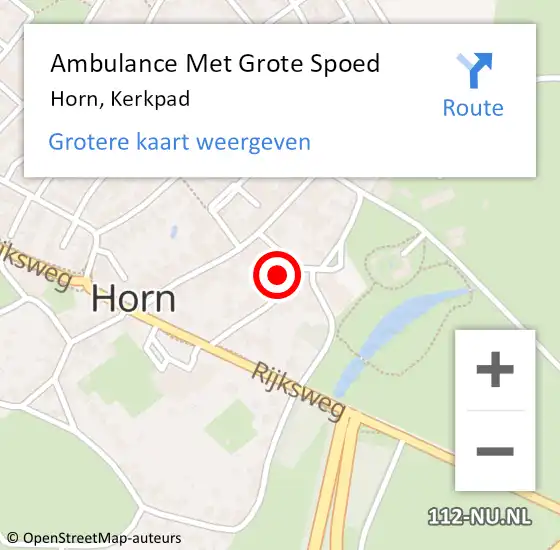 Locatie op kaart van de 112 melding: Ambulance Met Grote Spoed Naar Horn, Kerkpad op 9 december 2022 23:04