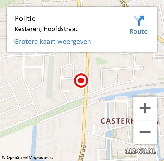 Locatie op kaart van de 112 melding: Politie Kesteren, Hoofdstraat op 9 december 2022 23:08