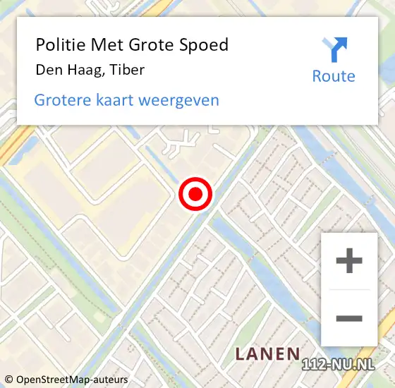 Locatie op kaart van de 112 melding: Politie Met Grote Spoed Naar Den Haag, Tiber op 9 december 2022 23:28