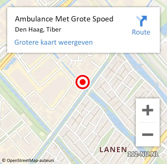 Locatie op kaart van de 112 melding: Ambulance Met Grote Spoed Naar Den Haag, Tiber op 9 december 2022 23:29