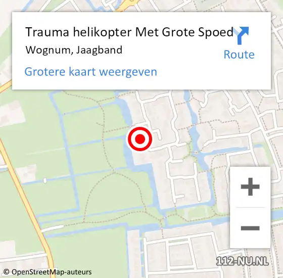Locatie op kaart van de 112 melding: Trauma helikopter Met Grote Spoed Naar Wognum, Jaagband op 9 december 2022 23:31