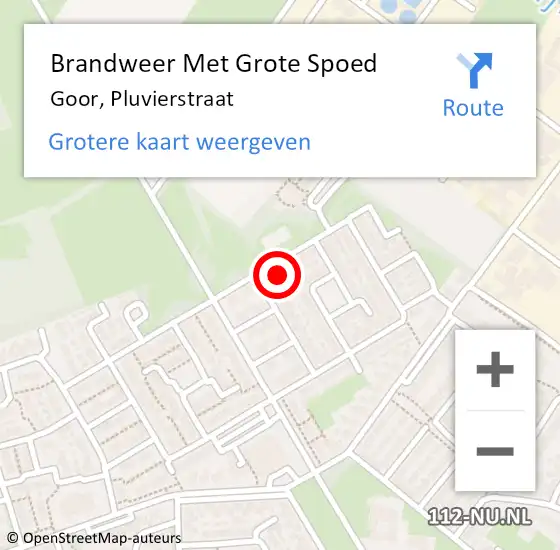 Locatie op kaart van de 112 melding: Brandweer Met Grote Spoed Naar Goor, Pluvierstraat op 9 december 2022 23:45