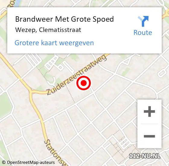 Locatie op kaart van de 112 melding: Brandweer Met Grote Spoed Naar Wezep, Clematisstraat op 9 december 2022 23:45