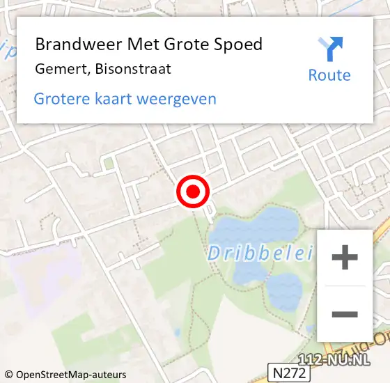 Locatie op kaart van de 112 melding: Brandweer Met Grote Spoed Naar Gemert, Bisonstraat op 10 december 2022 00:10