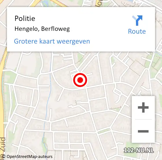 Locatie op kaart van de 112 melding: Politie Hengelo, Berfloweg op 10 december 2022 01:19