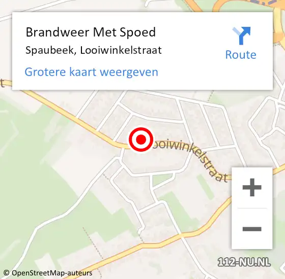 Locatie op kaart van de 112 melding: Brandweer Met Spoed Naar Spaubeek, Looiwinkelstraat op 10 december 2022 01:49
